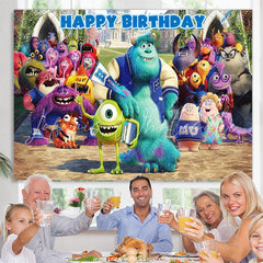 Lofaris Monsters Cartoon Kids Happy Birthday Party Backdrop