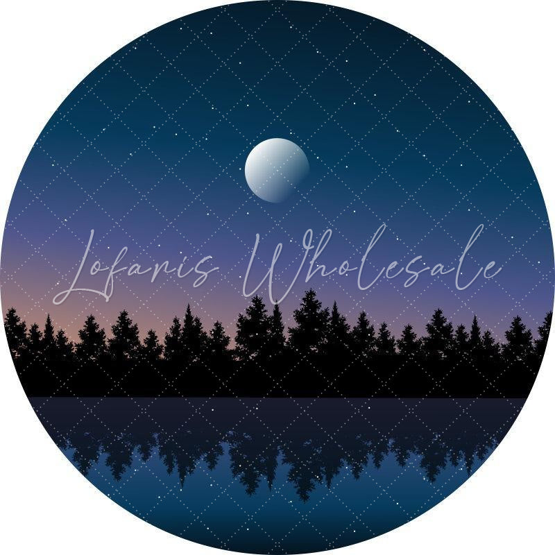 Lofaris Moon And Star Forest Night Round Birthday Backdrop