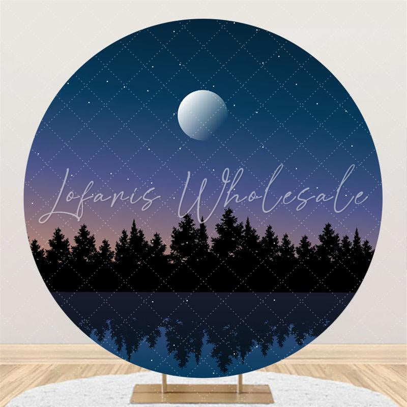 Lofaris Moon And Star Forest Night Round Birthday Backdrop