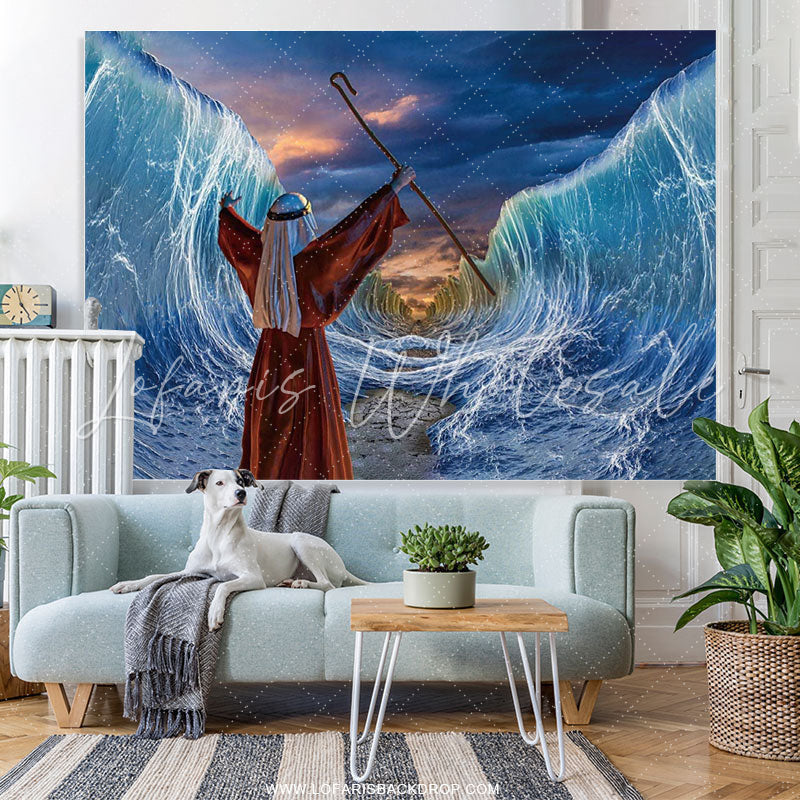 Lofaris Moses Divide The Red Sea Jews Pesach Party Backdrop