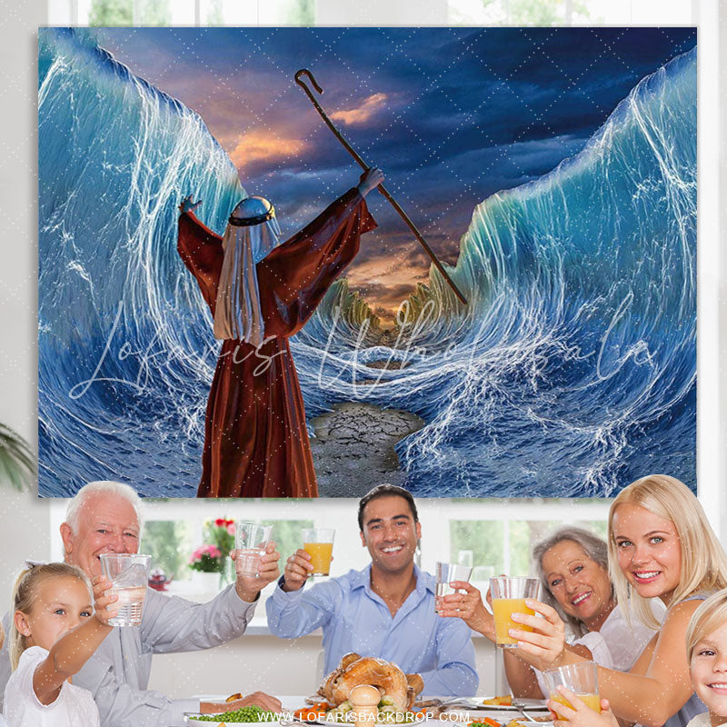Lofaris Moses Divide The Red Sea Jews Pesach Party Backdrop