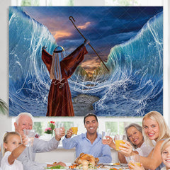 Lofaris Moses Divide The Red Sea Jews Pesach Party Backdrop