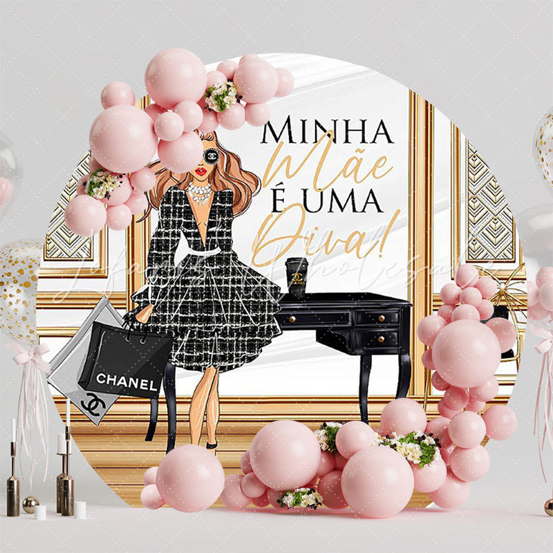Mothers Day Diva Elegant Round Backdrop for Mothers Day Party