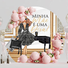 Mothers Day Diva Elegant Round Backdrop for Mothers Day Party