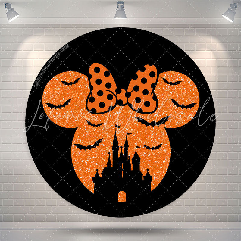 Lofaris Mousehead With Bat Castle Halloween Round Backdrop