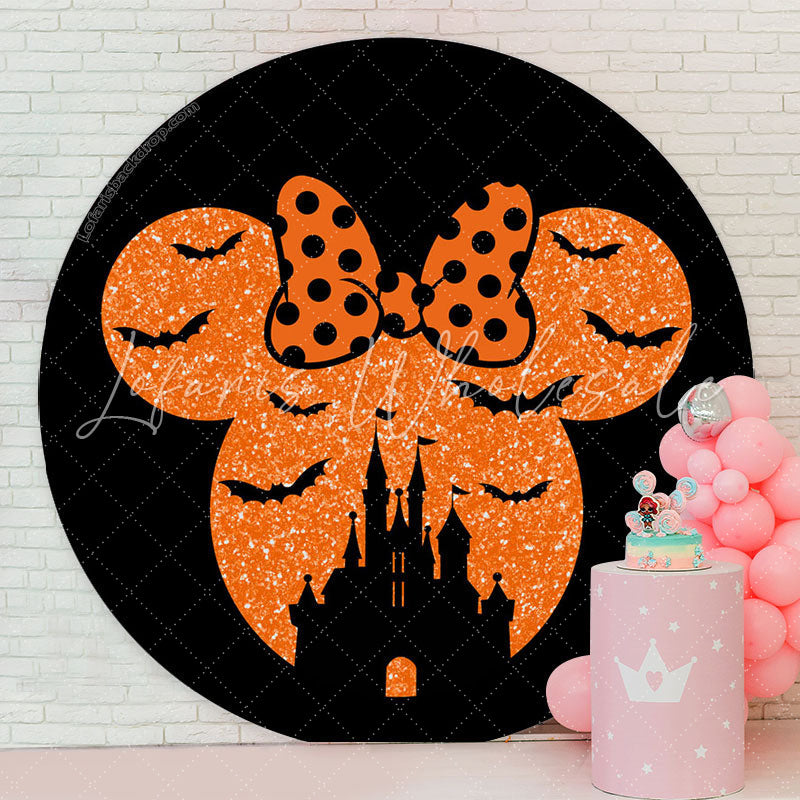 Lofaris Mousehead With Bat Castle Halloween Round Backdrop