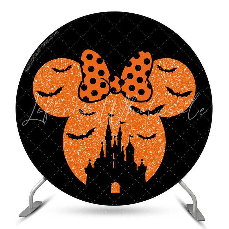 Lofaris Mousehead With Bat Castle Halloween Round Backdrop