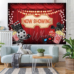 Lofaris Movie Night Now Showing Happy Birthday Party Backdrop