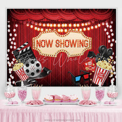 Lofaris Movie Night Now Showing Happy Birthday Party Backdrop