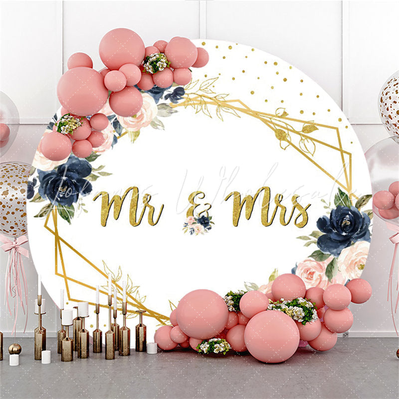 Lofaris Mr And Mrs Saffron Flower White Wedding Circle Backdrop