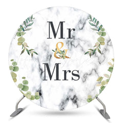 Lofaris Mr Mrs Leaves Abstract Texture Round Wedding Backdrop