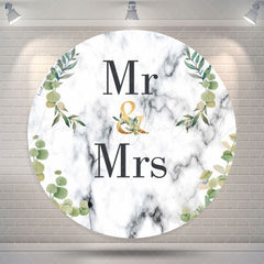 Lofaris Mr Mrs Leaves Abstract Texture Round Wedding Backdrop