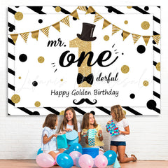 Lofaris Mr. Onederful 1St Birthday Glitter Gold Dots Backdrop
