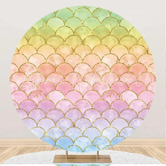 Lofaris Multicolor Mermaid Scales Round Birthday Backdrop