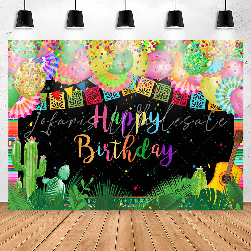 Lofaris Multicolor Mexican Happy Birthday Backdrop Decor