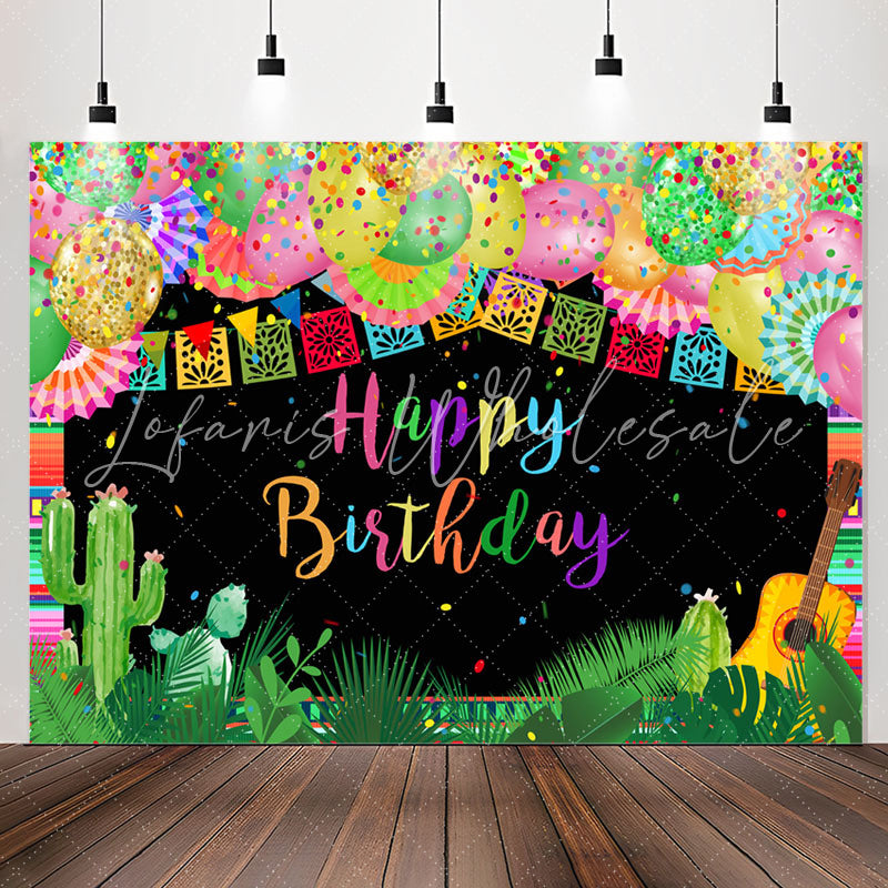 Lofaris Multicolor Mexican Happy Birthday Backdrop Decor