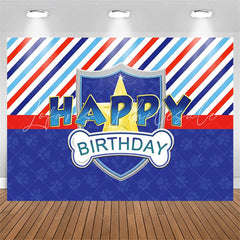 Lofaris Multicolor Stripes Blue Dog Paws Birthday Backdrop