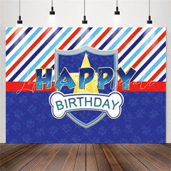 Lofaris Multicolor Stripes Blue Dog Paws Birthday Backdrop