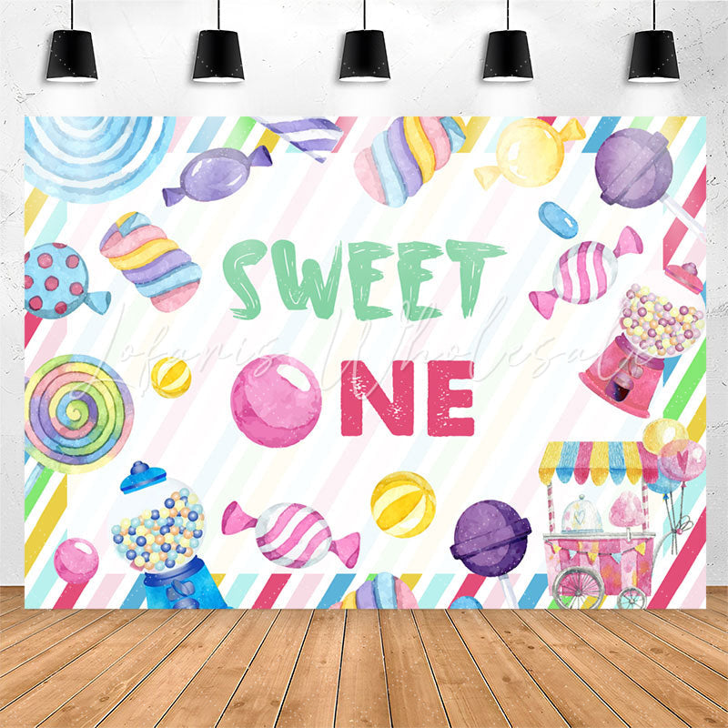 Lofaris Multicolor Sweet One Candy 1st Birthday Backdrop