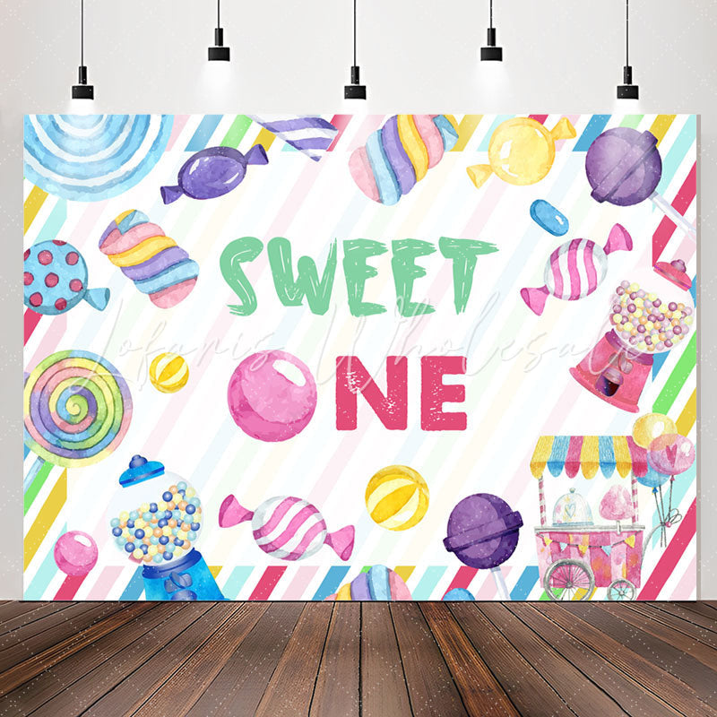 Lofaris Multicolor Sweet One Candy 1st Birthday Backdrop