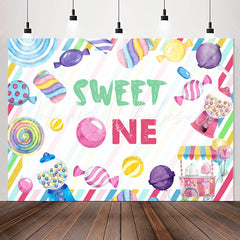 Lofaris Multicolor Sweet One Candy 1st Birthday Backdrop