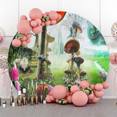 Lofaris Mushroom Wonderland Ghost Cat Round Party Backdrop