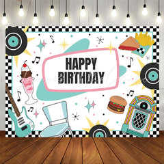Lofaris Music Disc White Happy Birthday Backdrop For Party