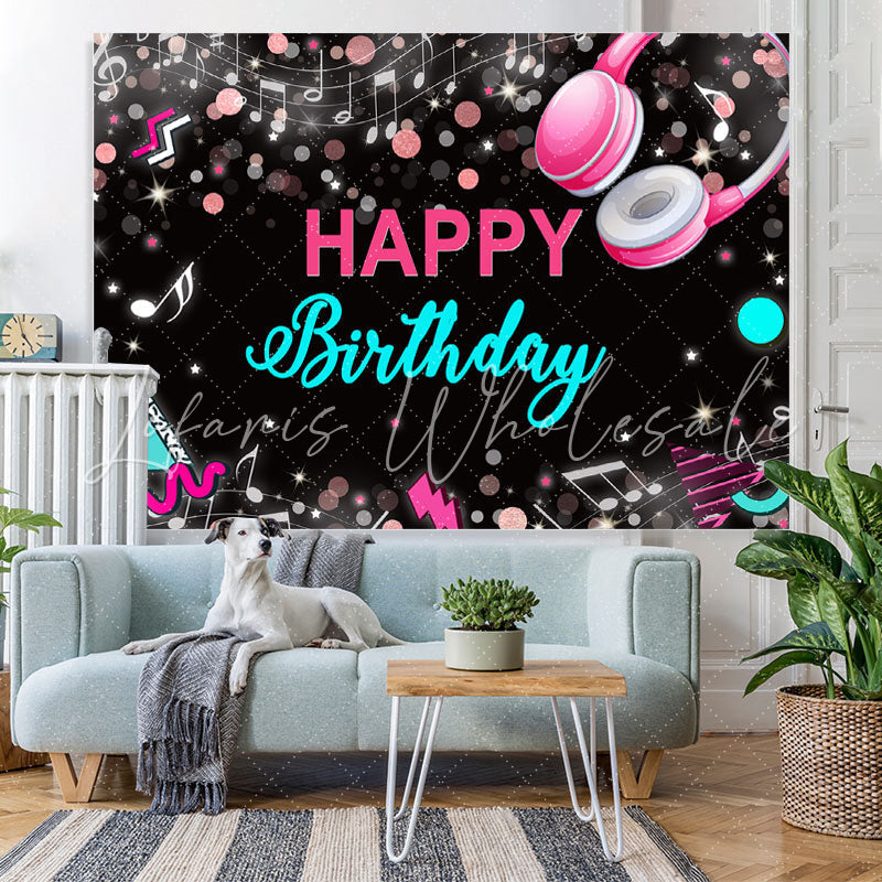 Lofaris Musical And Glitter Abstract Happy Birthday Backdrop