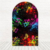 Musical Neon Notes Vibe Arch Backdrop For Fun Music Party Theme
