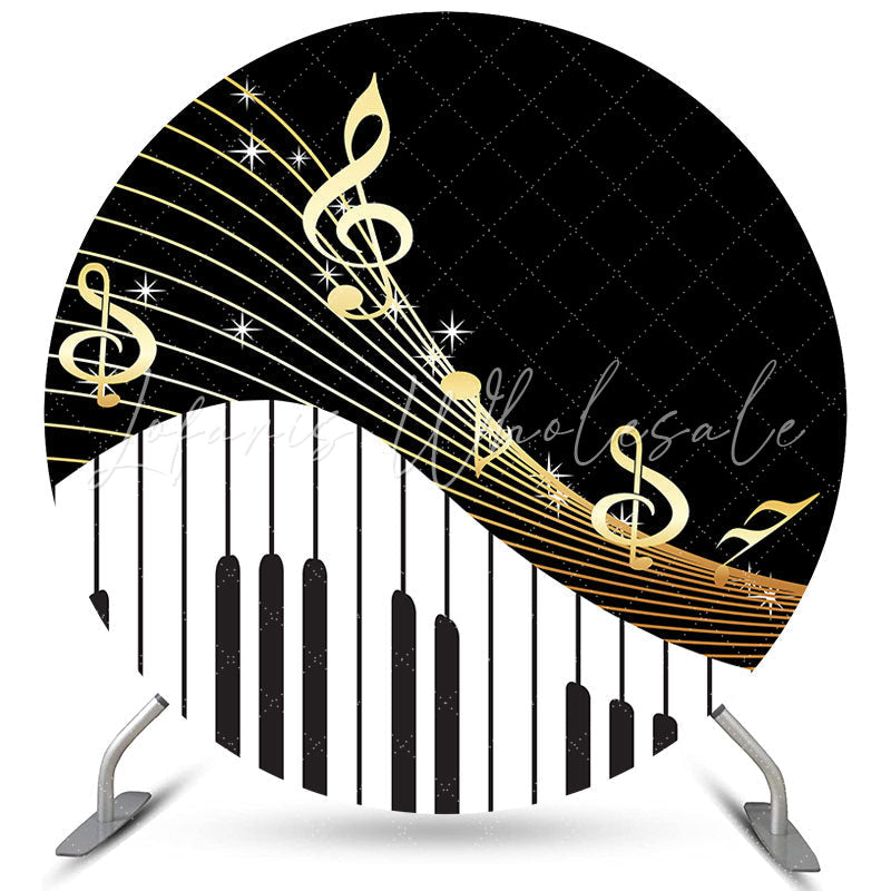 Lofaris Musical Notes Piano Theme Happy Birthday Round Backdrop