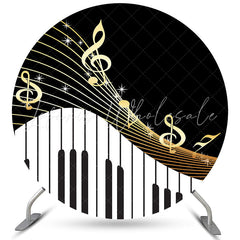 Lofaris Musical Notes Piano Theme Happy Birthday Round Backdrop