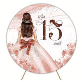 My 15 Years Burgundy Round Backdrop for Birthday Party