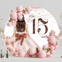 My 15 Years Burgundy Round Backdrop for Birthday Party