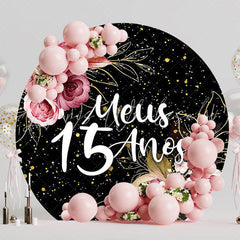 My 15 Years Flowers Round Backdrop for Birthday Event