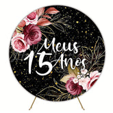 My 15 Years Flowers Round Backdrop for Birthday Event