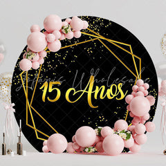 My 15 Years Gold Round Backdrop for Elegant Party