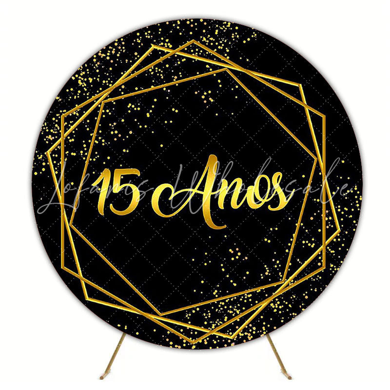 My 15 Years Gold Round Backdrop for Elegant Party