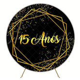 My 15 Years Gold Round Backdrop for Elegant Party