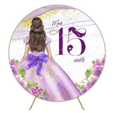 My 15 Years Lilac Round Backdrop for Birthday Party