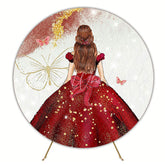 My 15 Years Red Round Backdrop for Birthday Party