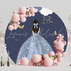 My 15th Birthday Blue Glitter Fun Round Backdrop for Celebration