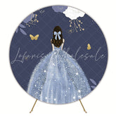 My 15th Birthday Blue Glitter Fun Round Backdrop for Celebration