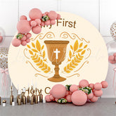 Lofaris My First Holy Communion Happy Birthday Round Backdrop
