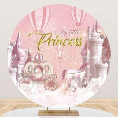 Lofaris My Little Princess Glitter Pink Castle Circle Backdrop