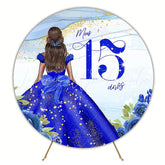 My Sweet 15 Blue Round Backdrop for Elegant Party Decor