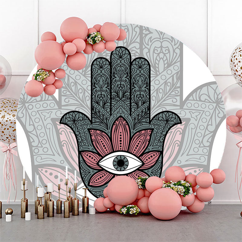 Lofaris Mysterious Boho Hamsa Hand Round Birthday Backdrop