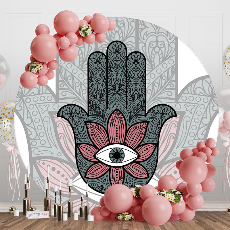 Lofaris Mysterious Boho Hamsa Hand Round Birthday Backdrop