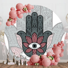 Lofaris Mysterious Boho Hamsa Hand Round Birthday Backdrop