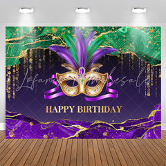 Lofaris Mystical Masquerade Purple Happy Birthday Backdrop