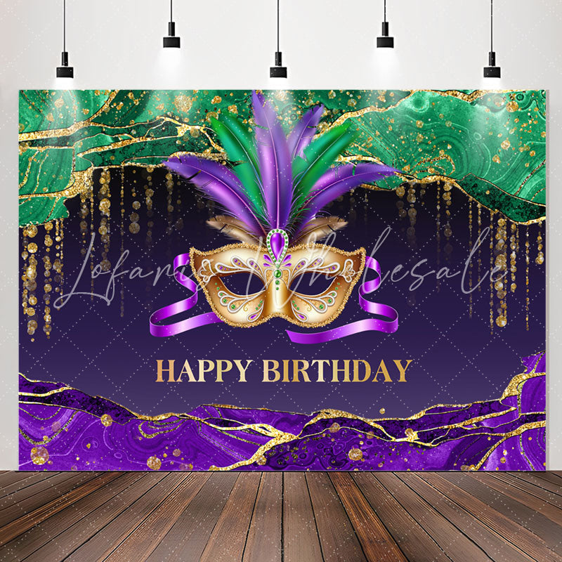 Lofaris Mystical Masquerade Purple Happy Birthday Backdrop